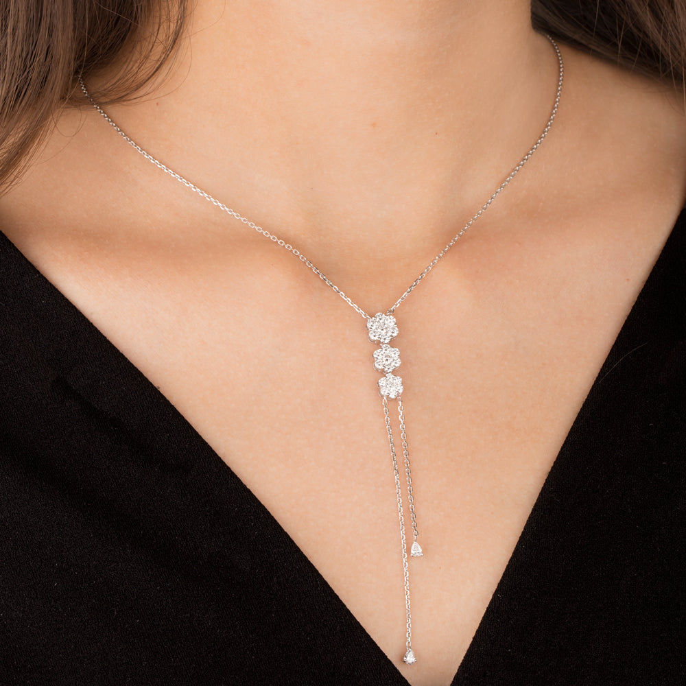 14K White Gold Diamond Necklace - 1.32ct VVS-VS-GH