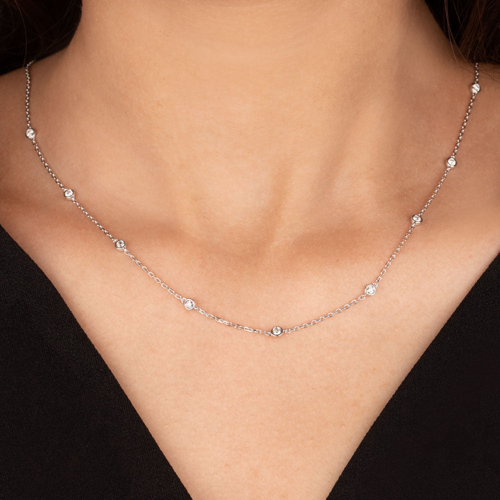 14K White Gold Diamond Necklace - 0.39ct VVS-VS-GH
