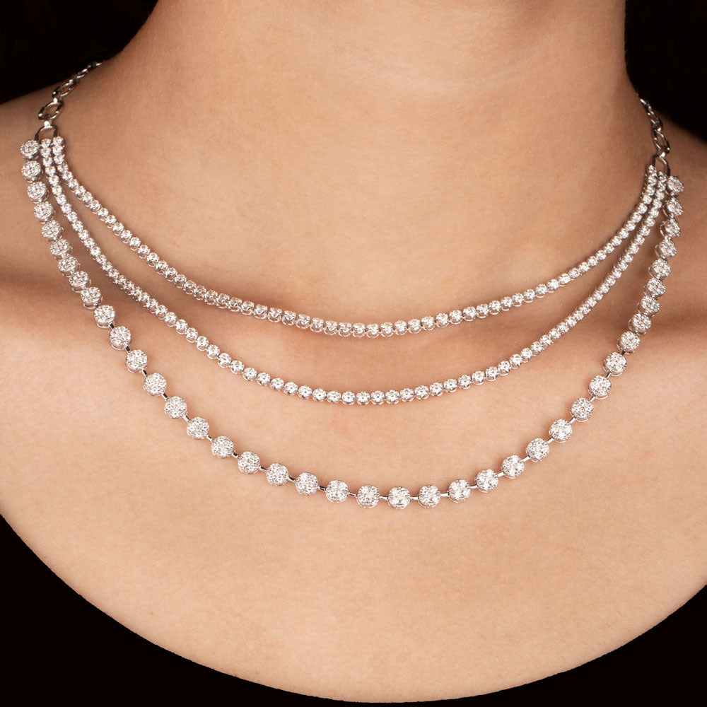 18K White Gold Diamond Necklace - 7.44ct VVS-VS-IJ
