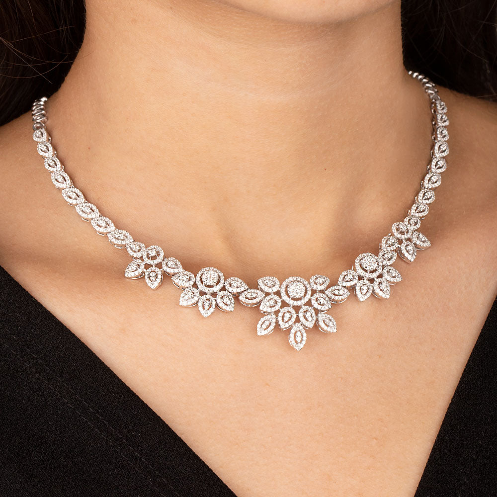 14K White Gold Diamond Necklace - 4.17ct VVS-VS-GHI