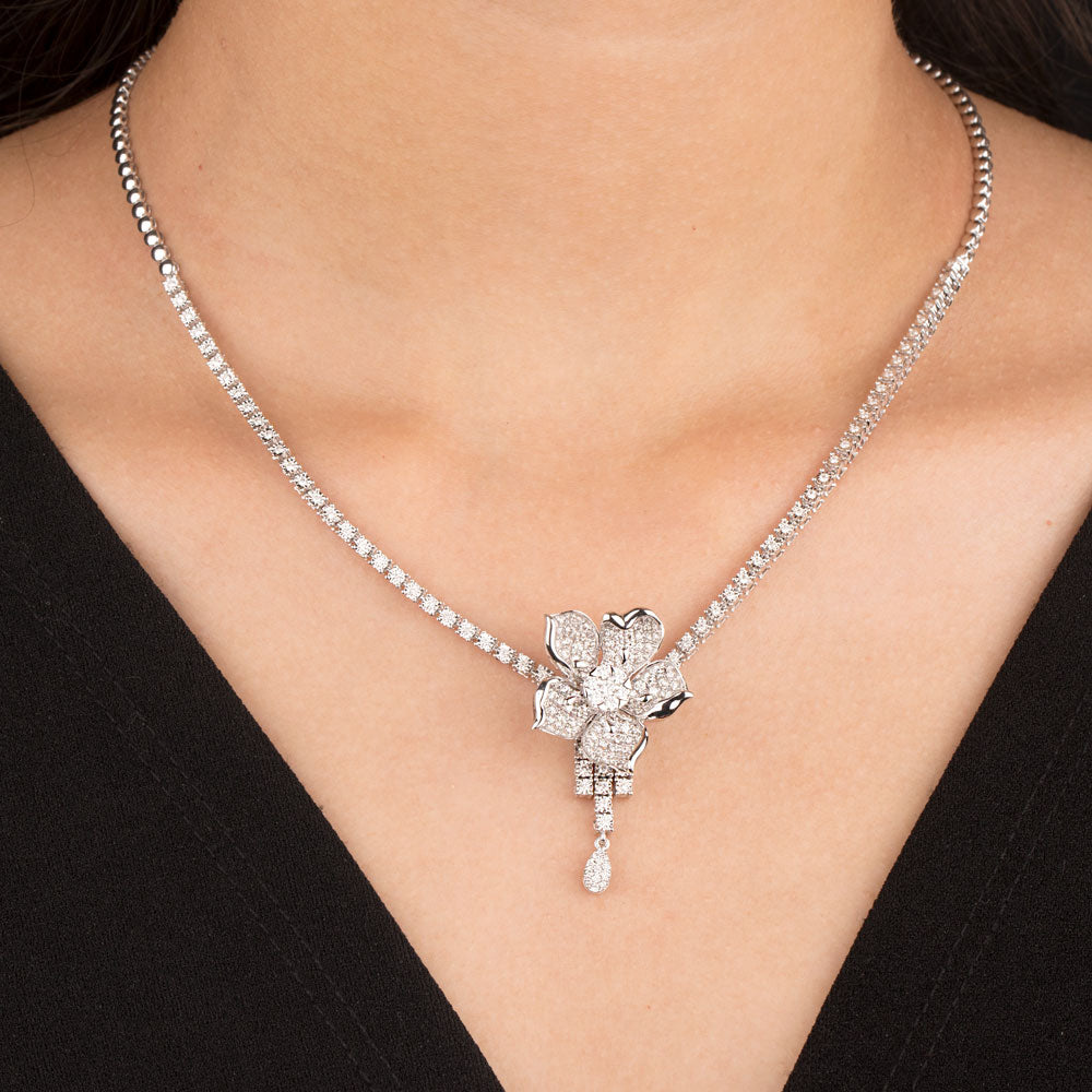 14K White Gold Diamond Necklace - 2.27ct VVS-VS-GH