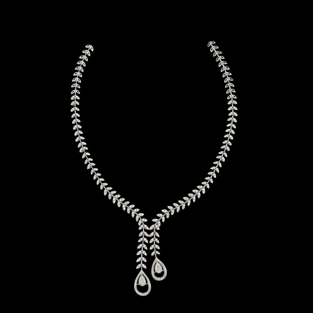 14K White Gold Diamond Necklace - 3.9ct VVS-VS-GH