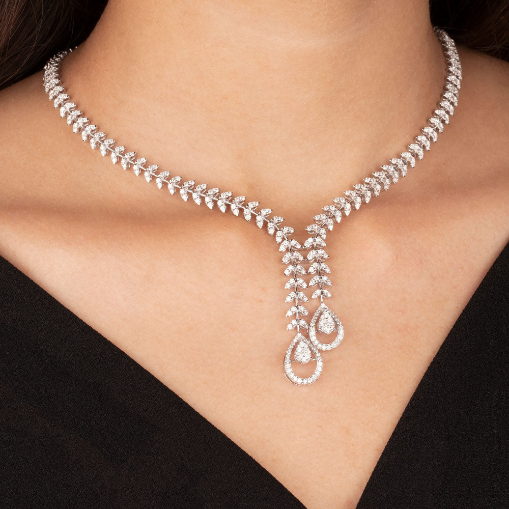 14K White Gold Diamond Necklace - 3.9ct VVS-VS-GH
