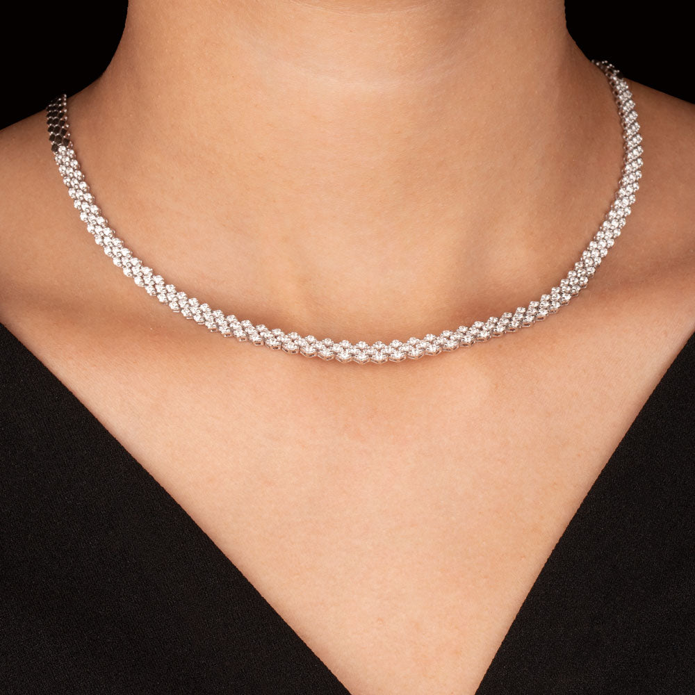 14K White Gold Diamond Necklace - 2.95ct VVS-VS-GH