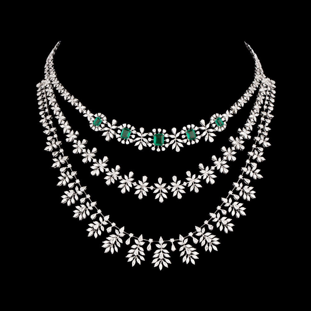 18K White Gold Diamond Necklace - 14.335ct VVS-EF