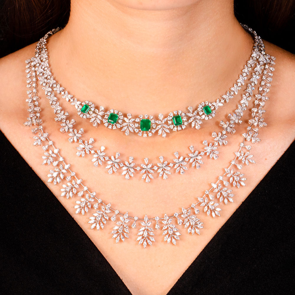 18K White Gold Diamond Necklace - 14.335ct VVS-EF