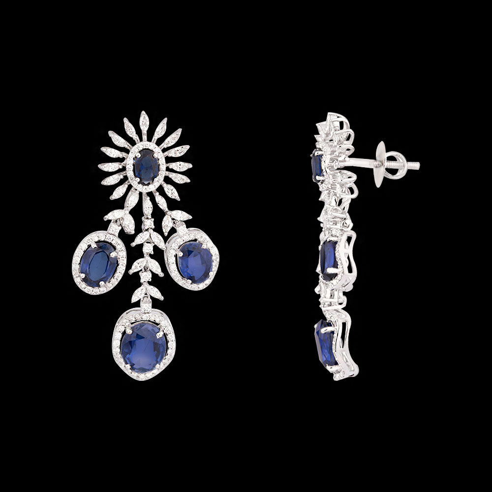 18K White Gold Diamond Jewellery - 3.079ct VVS-VS-GH with Colour Stones