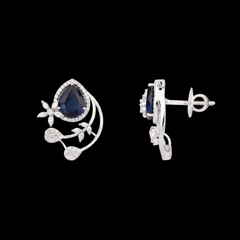 18K White Gold Diamond Jewellery - 1.065ct VVS-VS-GH with Colour Stones