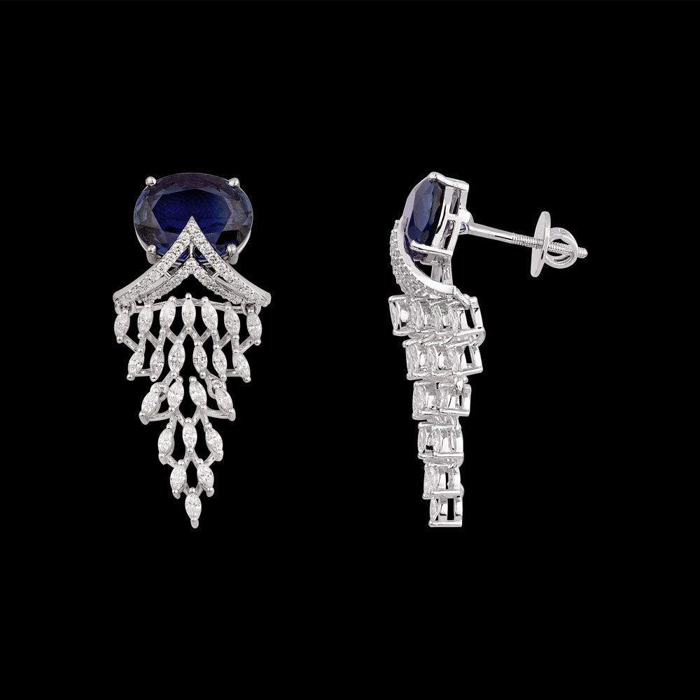 18K White Gold Diamond Jewellery - 2.105ct VVS-VS-GH with Colour Stones