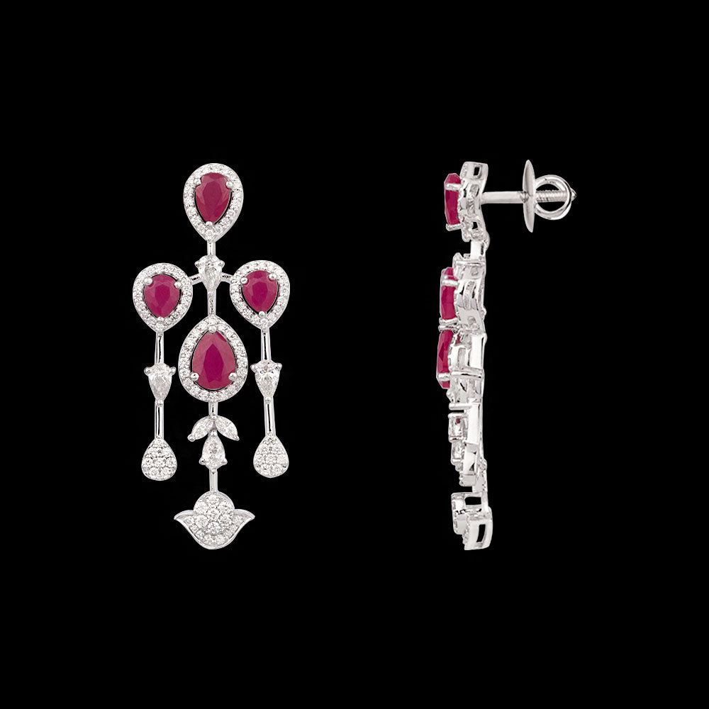 18K White Gold Diamond Jewellery - 2.312ct VVS-VS-GH with Colour Stones