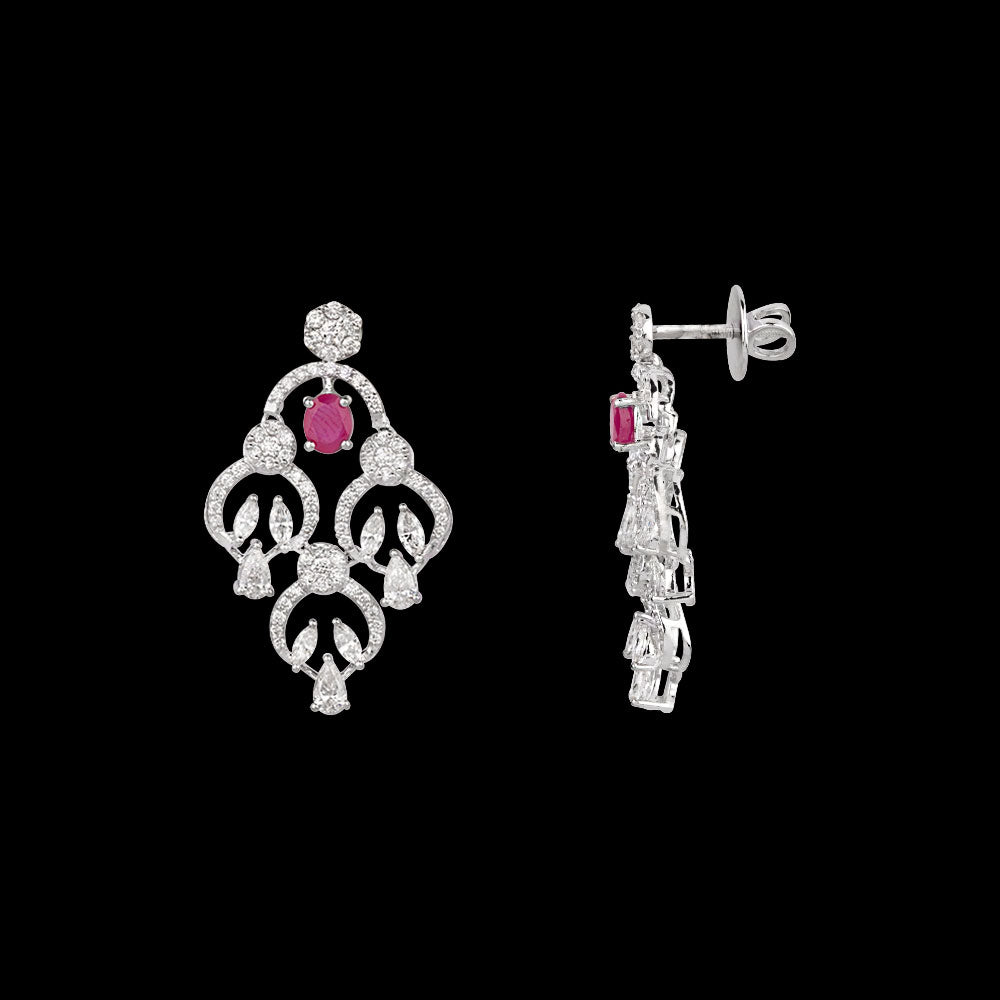 18K White Gold Diamond Jewellery - 2.088ct VVS-EF with Colour Stones