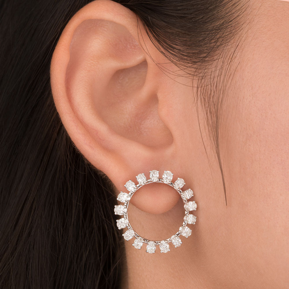 18K White Gold Diamond Earrings - 3.32ct VS-SI-GH