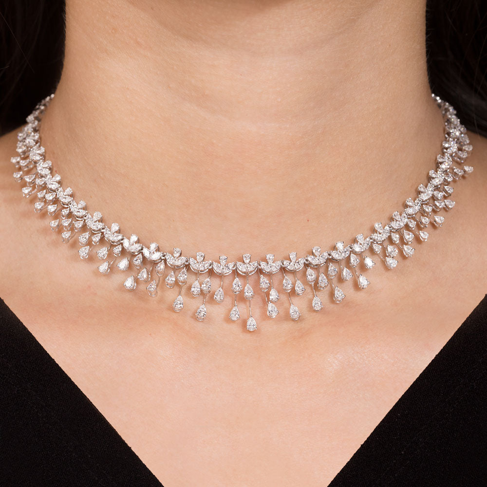 18K White Gold Diamond Necklace - 7.737ct VVS-VS-EF
