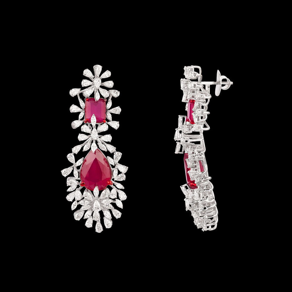 18K White Gold Diamond Jewellery - 7.765ct VVS-VS-EF with Colour Stones