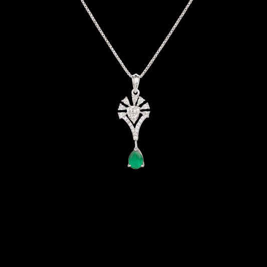 18K White Gold Diamond Pendant - 0.474ct VVS-VS-EF with Colour Stones