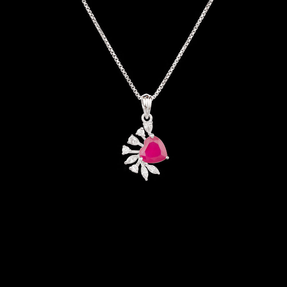 18K White Gold Diamond Pendant - 0.242ct VVS-EF with Colour Stones