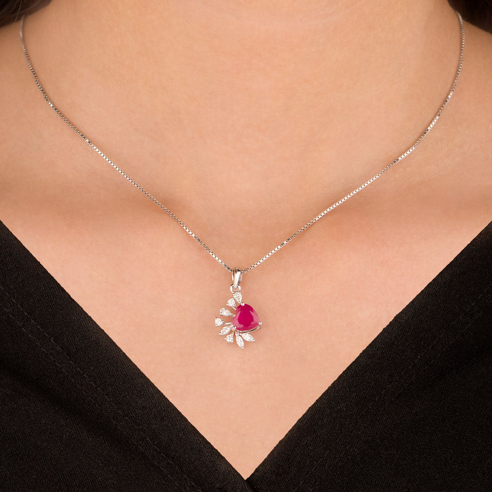 18K White Gold Diamond Pendant - 0.242ct VVS-EF with Colour Stones