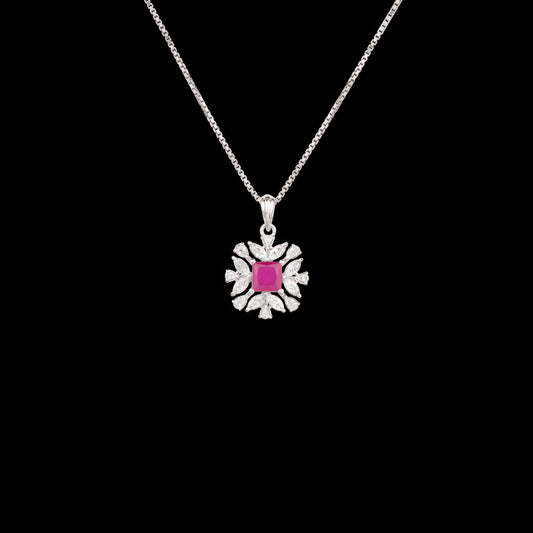 18K White Gold Diamond Pendant - 0.477ct VVS-EF with Colour Stones