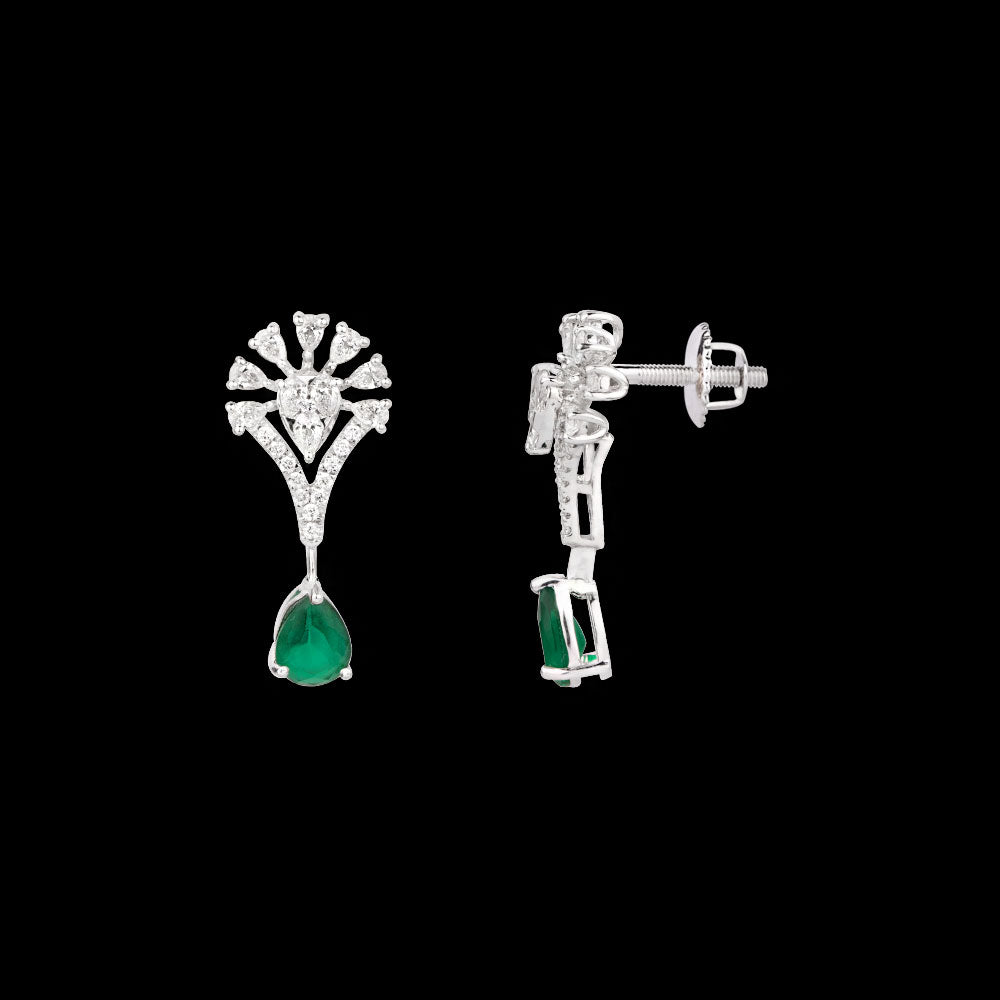 18K White Gold Diamond Jewellery - 1.047ct VVS-VS-EF with Colour Stones