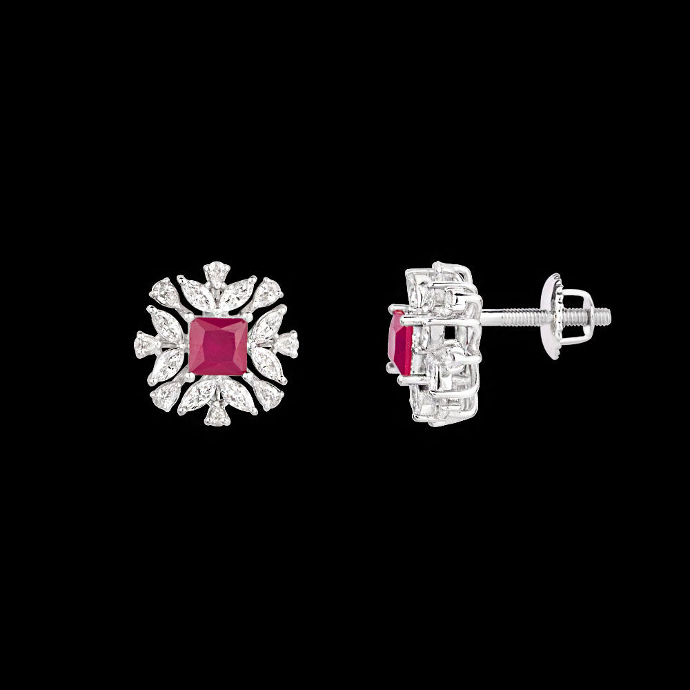 18K White Gold Diamond Jewellery - 1.101ct VVS-EF with Colour Stones