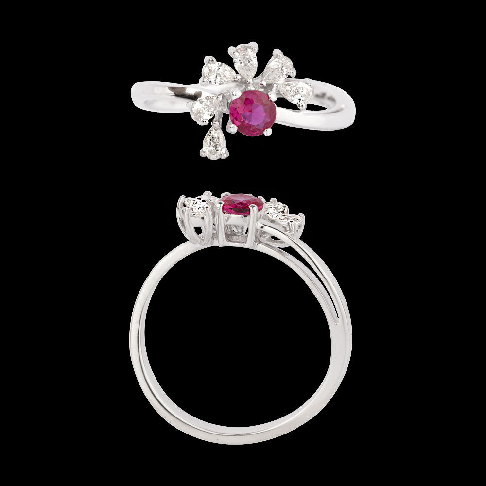 18K White Gold Diamond Ring - 0.292ct VVS-VS-GH with Colour Stones