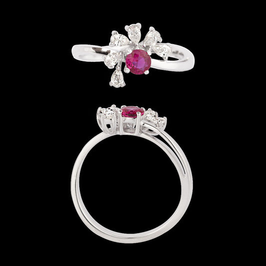 18K White Gold Diamond Ring - 0.292ct VVS-VS-GH with Colour Stones