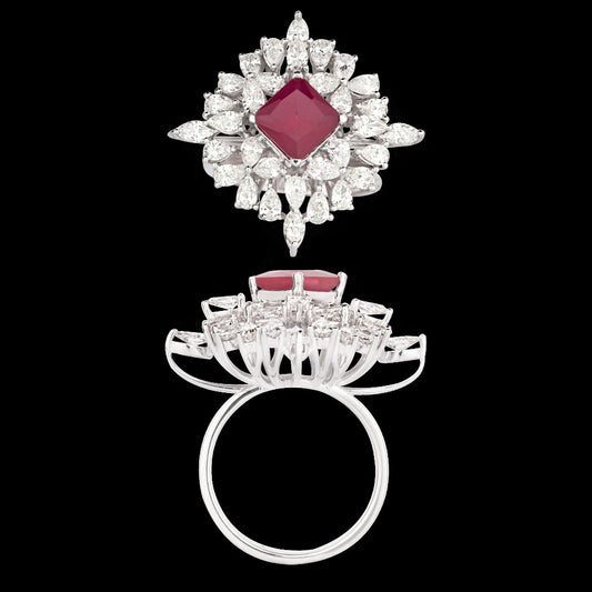 18K White Gold Diamond Ring - 2.274ct VS-SI-GH with Colour Stones