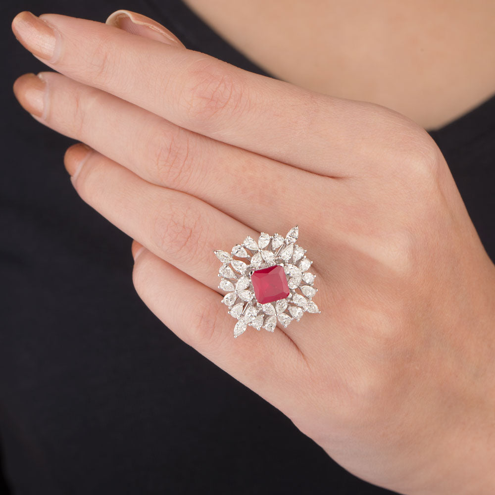 18K White Gold Diamond Ring - 2.274ct VS-SI-GH with Colour Stones