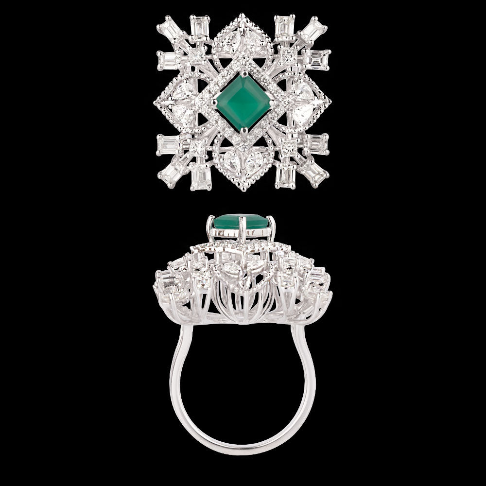 18K White Gold Diamond Ring - 2.316ct VS-SI-GH with Colour Stones