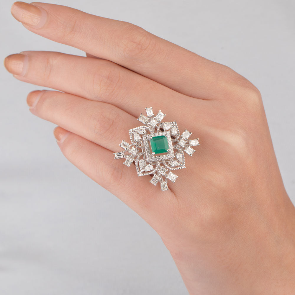 18K White Gold Diamond Ring - 2.316ct VS-SI-GH with Colour Stones