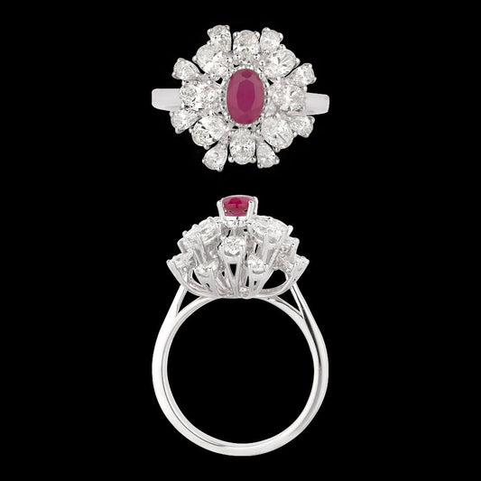 18K White Gold Diamond Ring - 1.603ct VS-SI-GH with Colour Stones