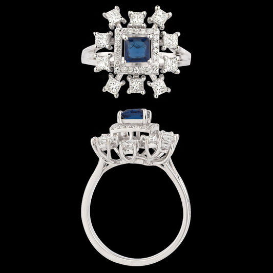 18K White Gold Diamond Ring - 1.172ct VVS-VS-GH with Colour Stones