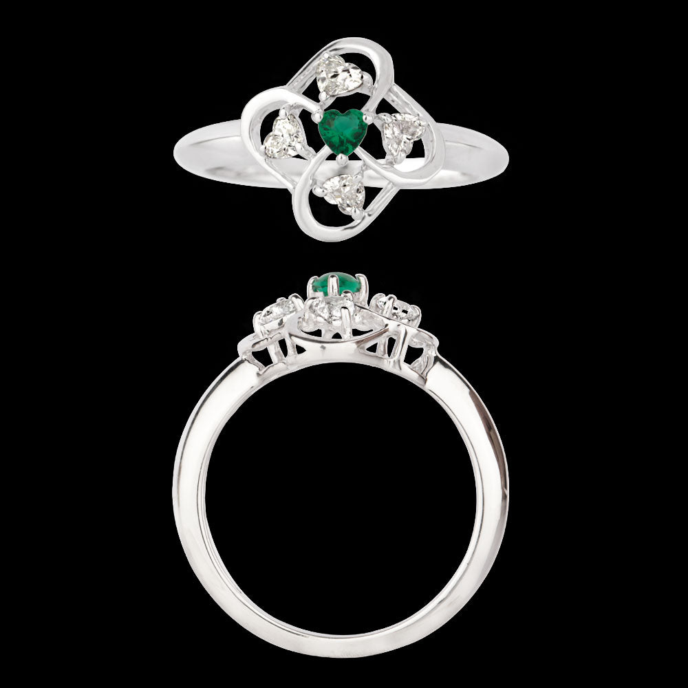 18K White Gold Diamond Ring - 0.308ct VVS-VS-GH with Colour Stones