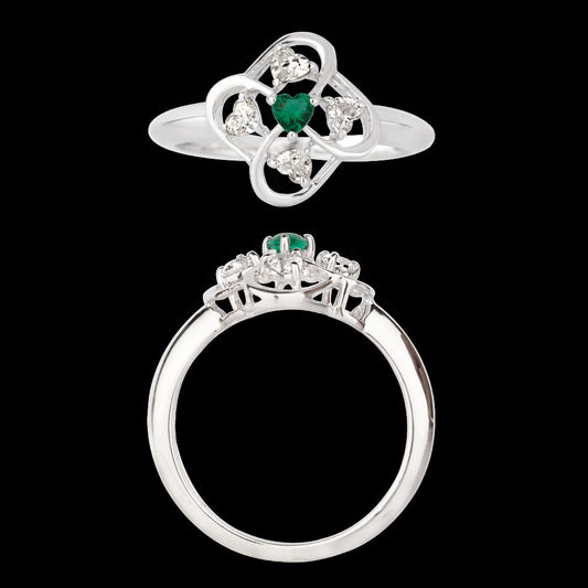 18K White Gold Diamond Ring - 0.308ct VVS-VS-GH with Colour Stones