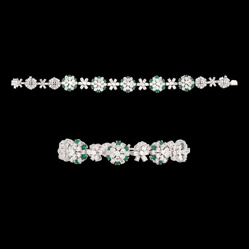 18K White Gold Diamond Bracelet - 8.13ct VVS-VS-GH with Colour Stones