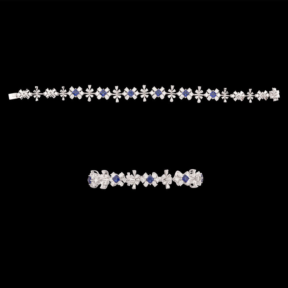 18K White Gold Diamond Bracelet - 4.212ct VVS-VS-GH with Colour Stones