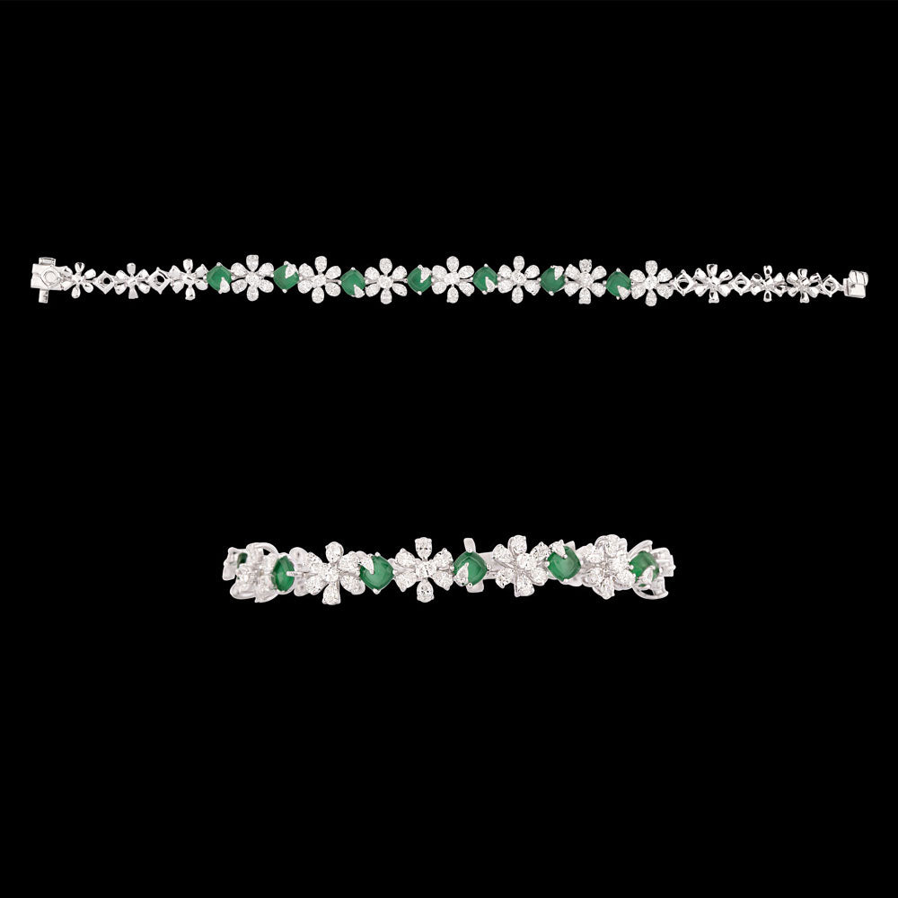 18K White Gold Diamond Bracelet - 4.51ct VVS-VS-GH with Colour Stones