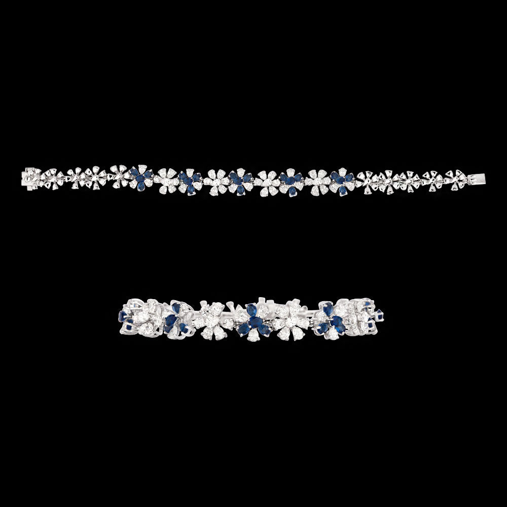 18K White Gold Diamond Bracelet - 3.832ct VS-SI-GH with Colour Stones