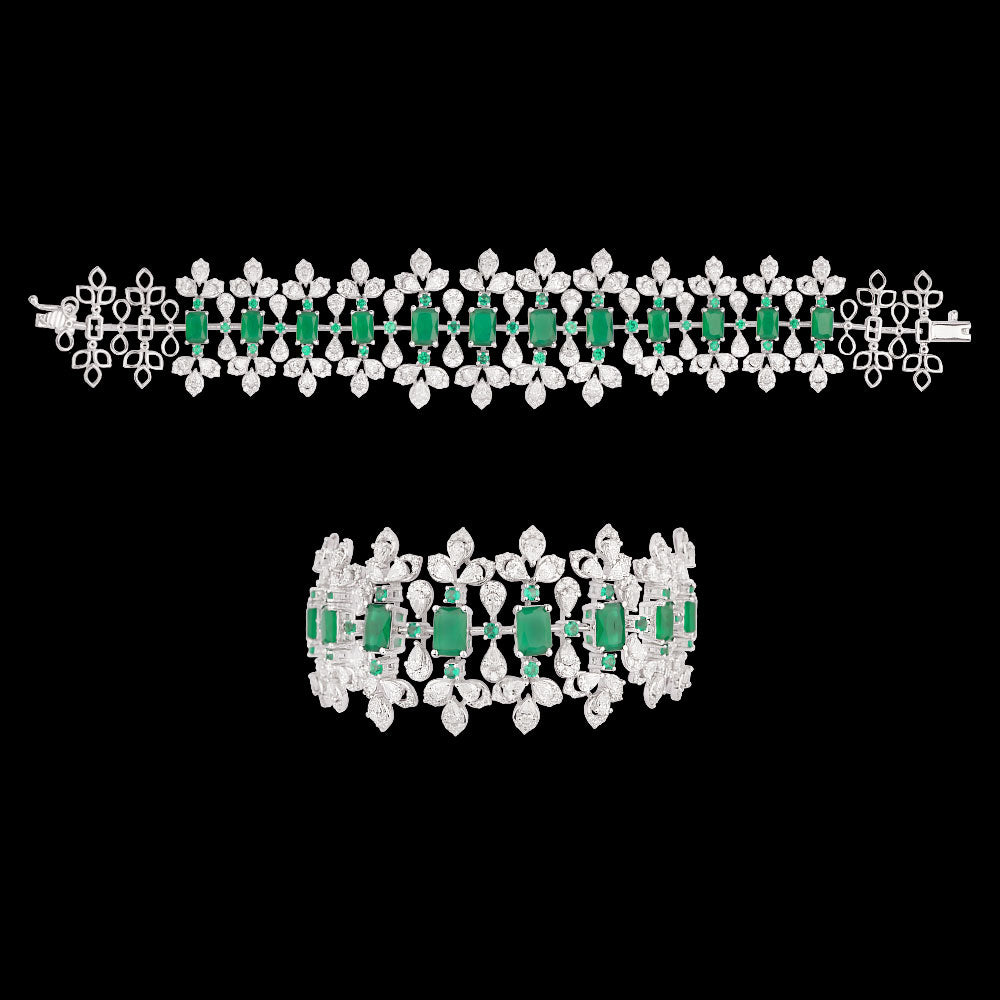 18K White Gold Diamond Bracelet - 7.029ct VVS-VS-EF with Colour Stones