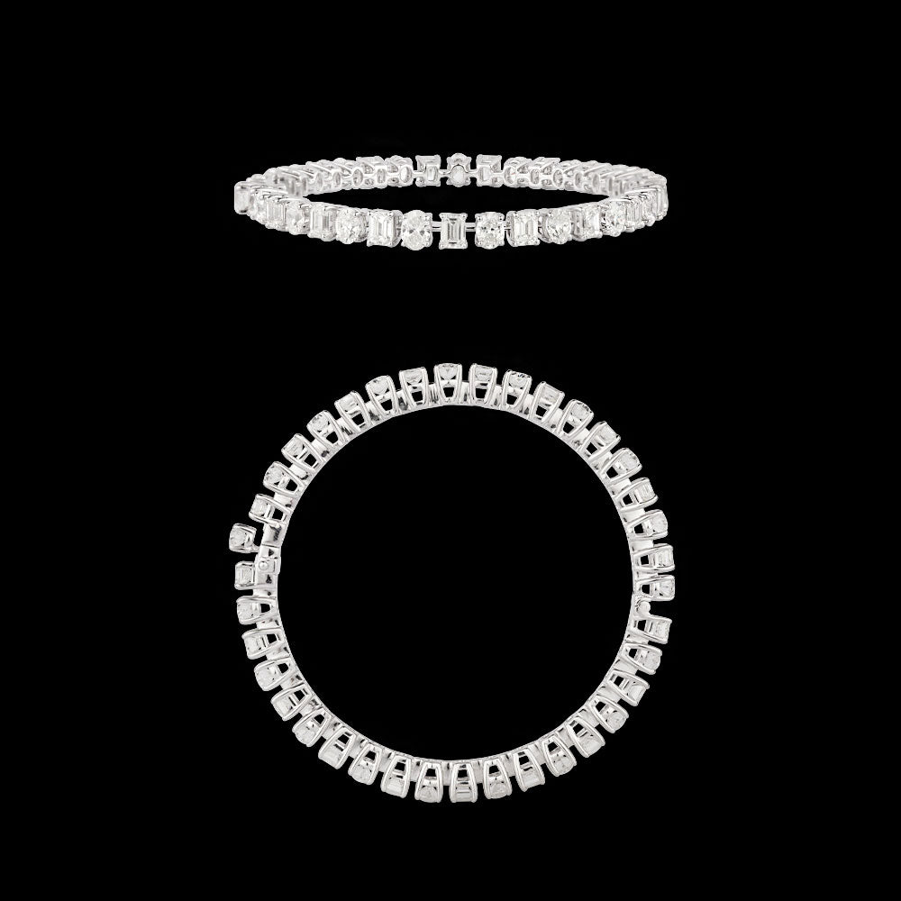 18K White Gold Diamond Bangle - 37.58ct VVS-VS-GH