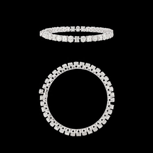 18K White Gold Diamond Bangle - 37.58ct VVS-VS-GH