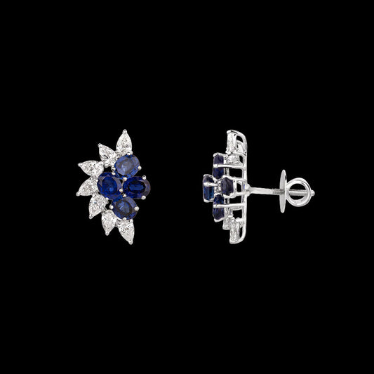 18K White Gold Diamond Earrings - 1.95ct VS-SI-FG with Colour Stones