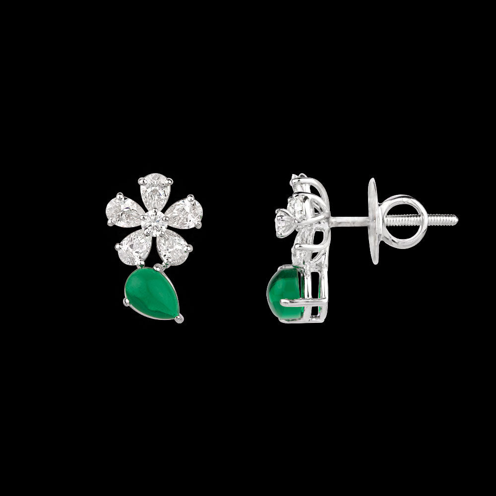 18K White Gold Diamond Earrings - 1.46ct VS-SI-FG with Colour Stones