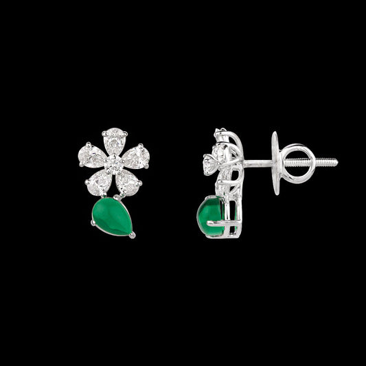 18K White Gold Diamond Earrings - 1.46ct VS-SI-FG with Colour Stones