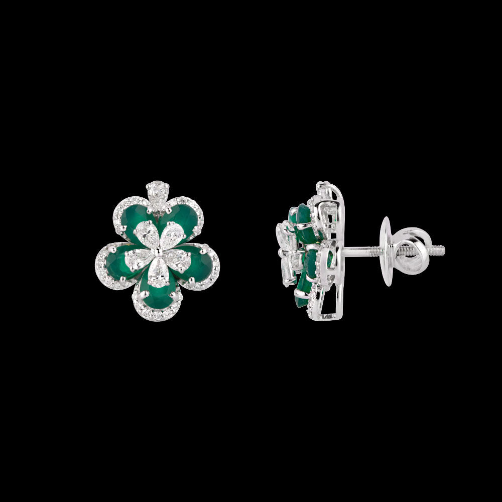18K White Gold Diamond Earrings - 1.467ct VS-SI-FG with Colour Stones