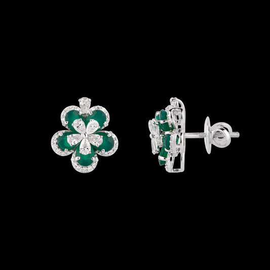 18K White Gold Diamond Earrings - 1.467ct VS-SI-FG with Colour Stones