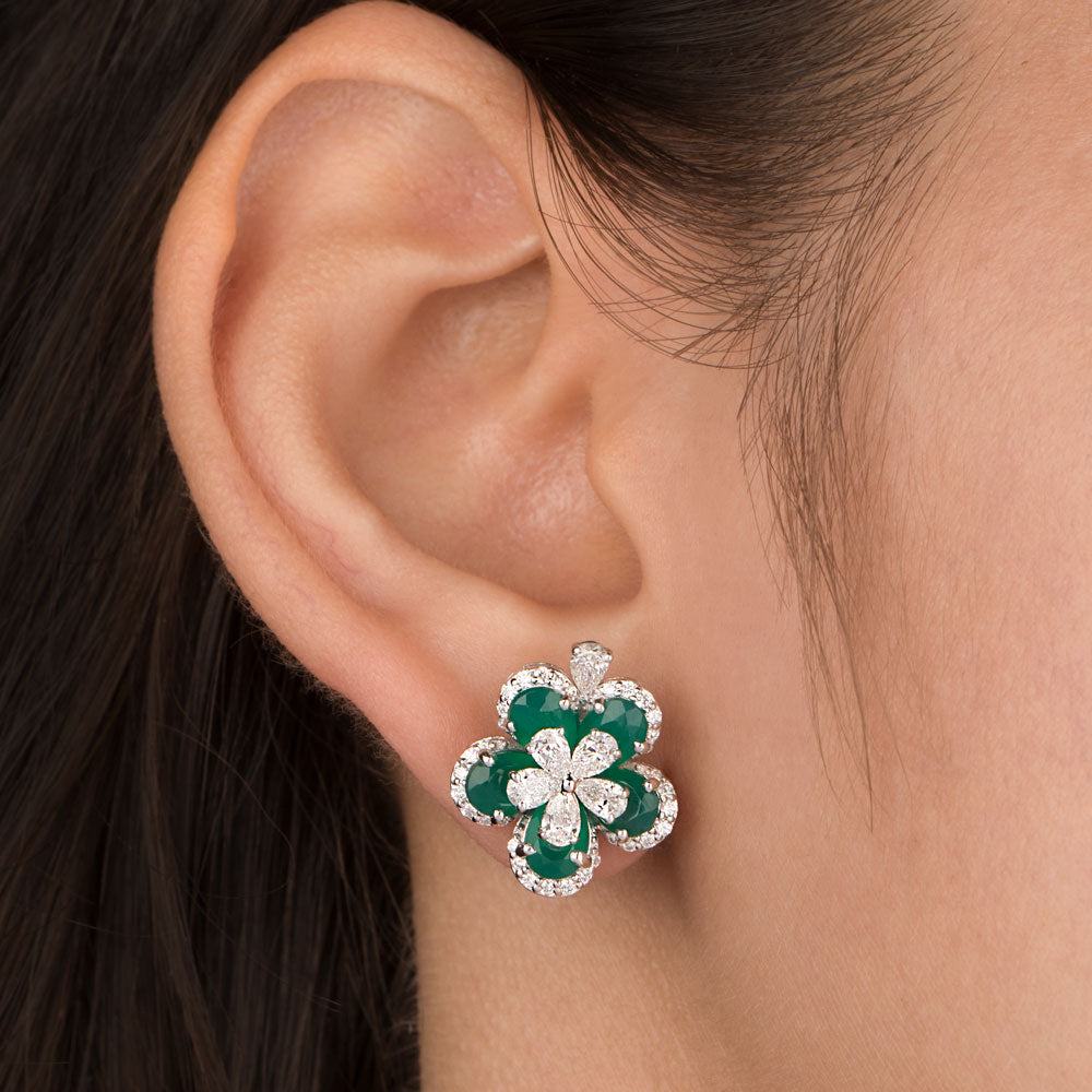 18K White Gold Diamond Earrings - 1.467ct VS-SI-FG with Colour Stones