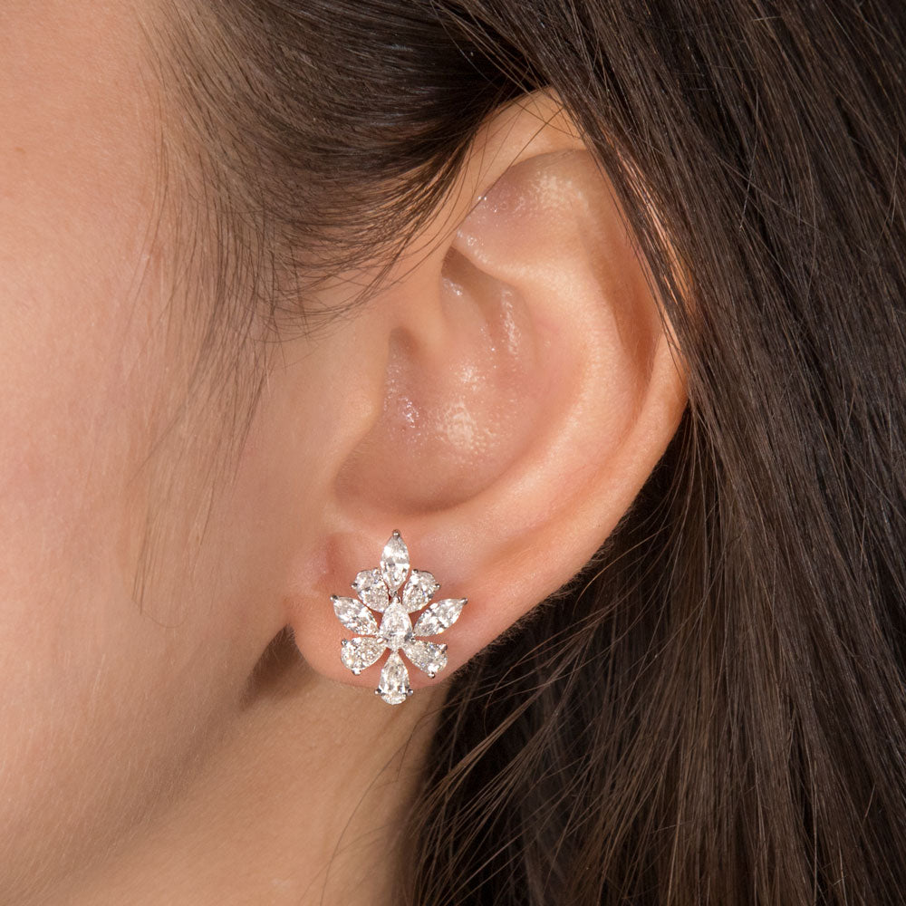 18K White Gold Diamond Earrings - 2.7ct VVS-VS-FG