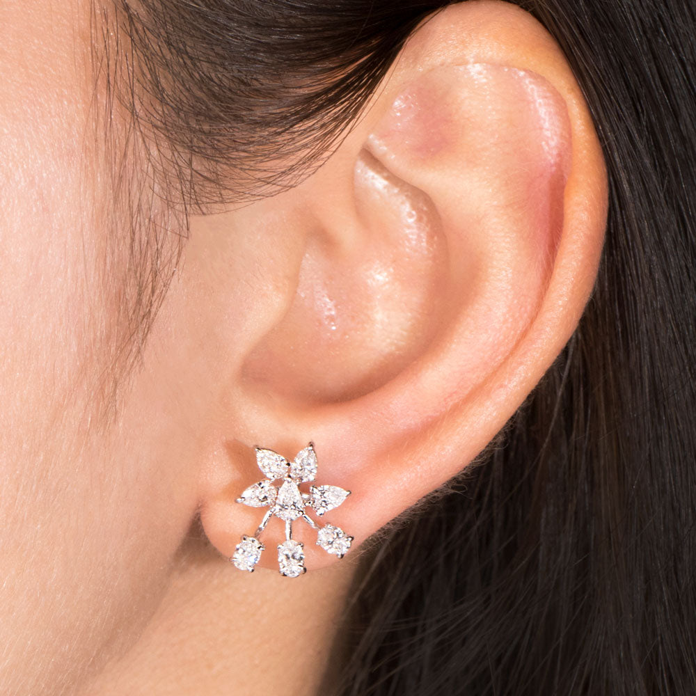 18K White Gold Diamond Earrings - 1.6ct VVS-VS-EF