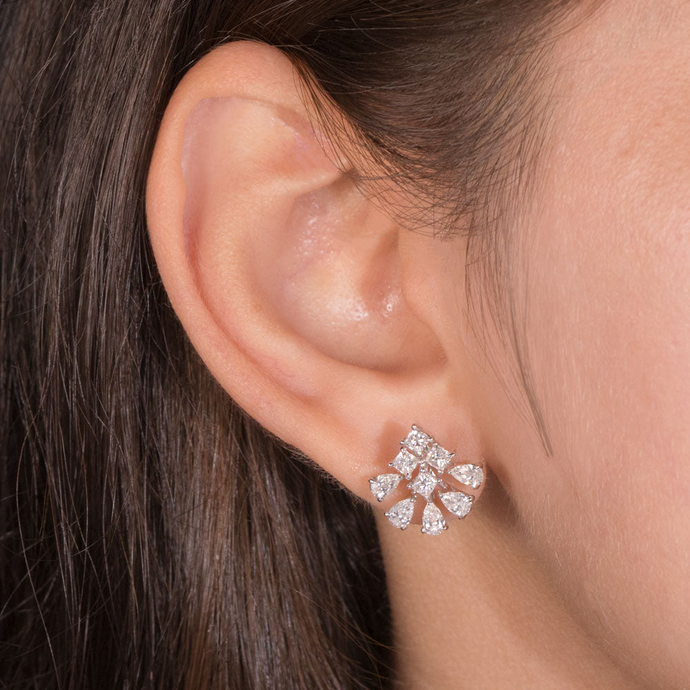18K White Gold Diamond Earrings - 1.8ct VVS-VS-EF